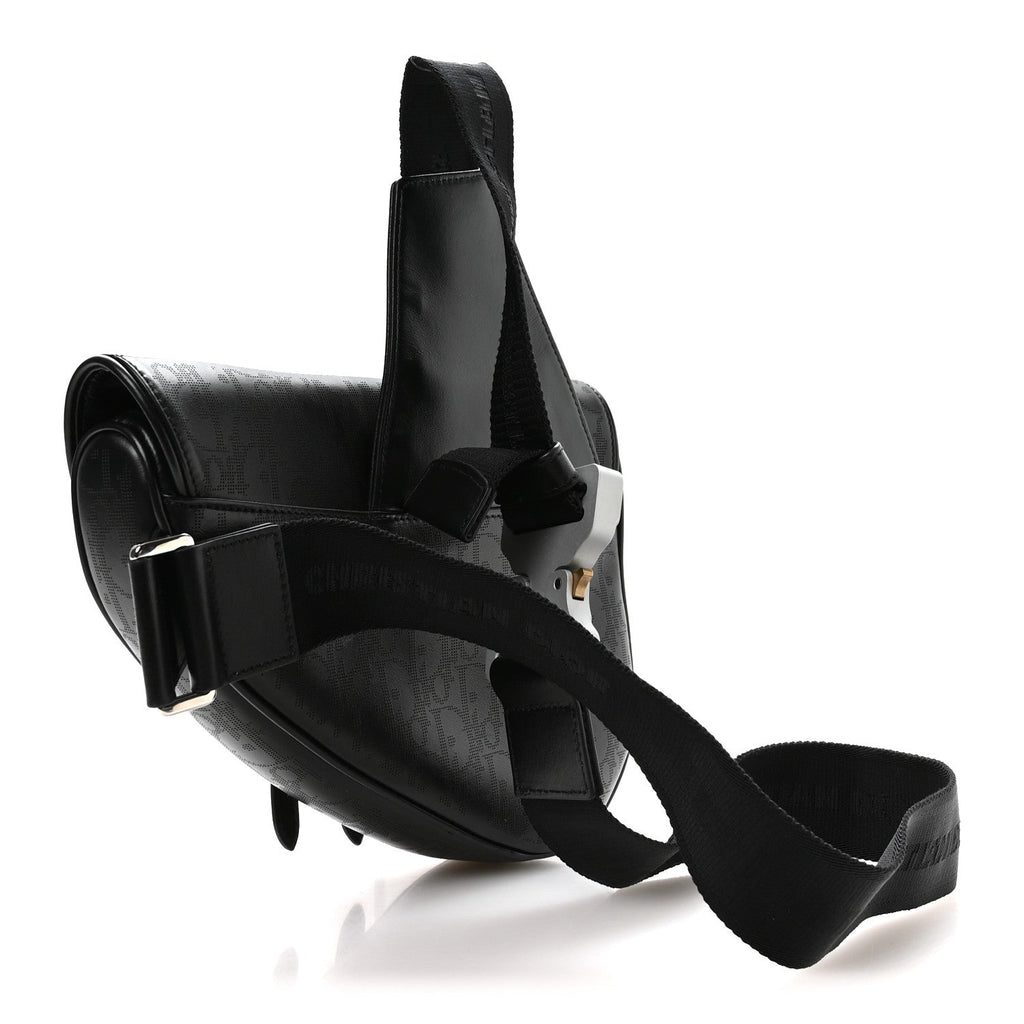 Calfskin Perforated Oblique Galaxy Mens Saddle Bag Black AT My store