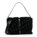 Oblique Mink Fur Saddle Soft Bag Dark Grey AT My store