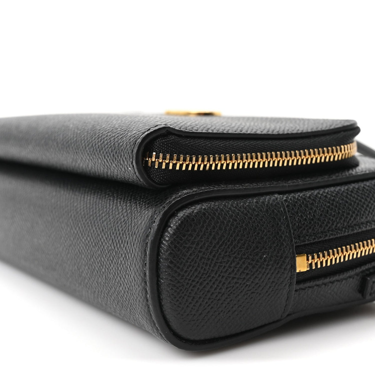 Grained Calfskin Caro Double Pouch Black AT My store
