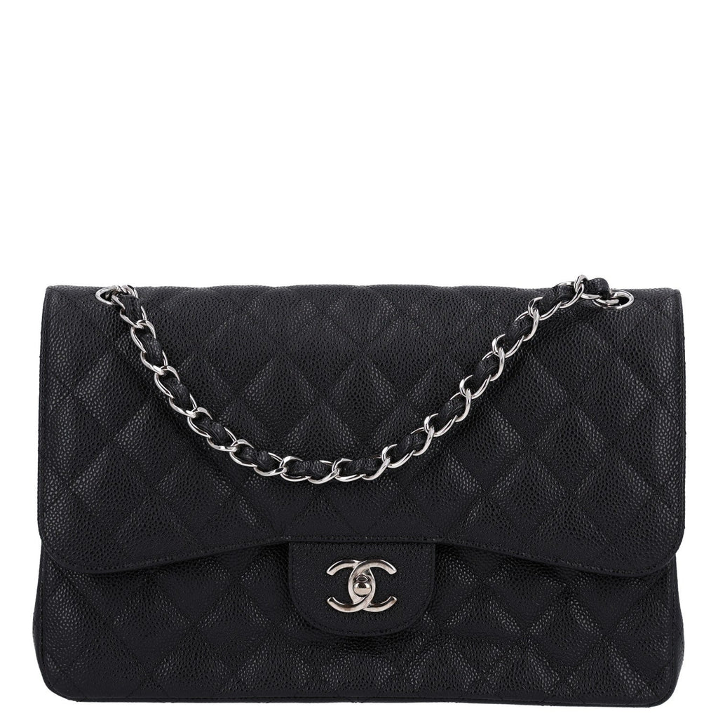 Caviar Quilted Jumbo Double Flap Black At My store