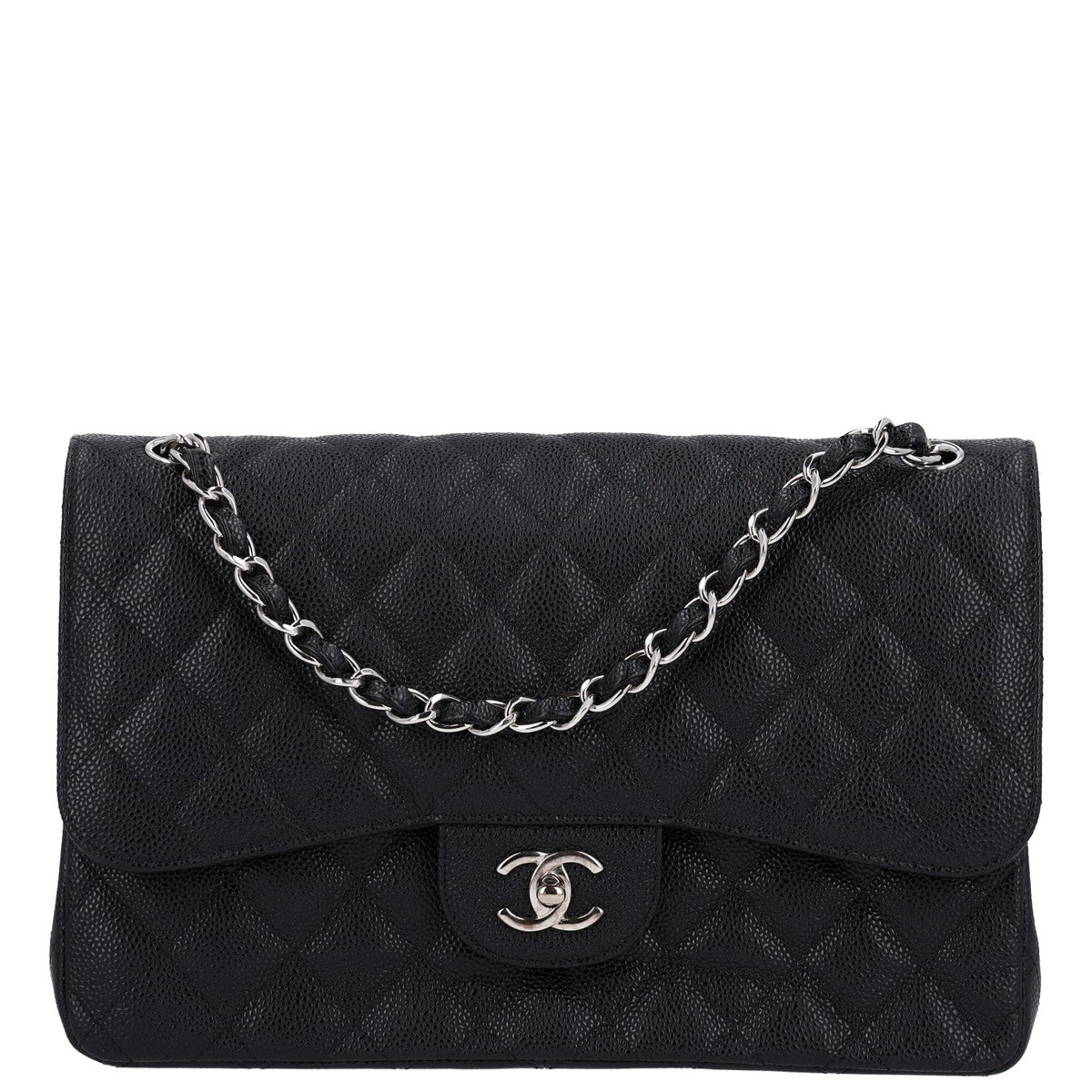 Caviar Quilted Jumbo Double Flap Black At My store
