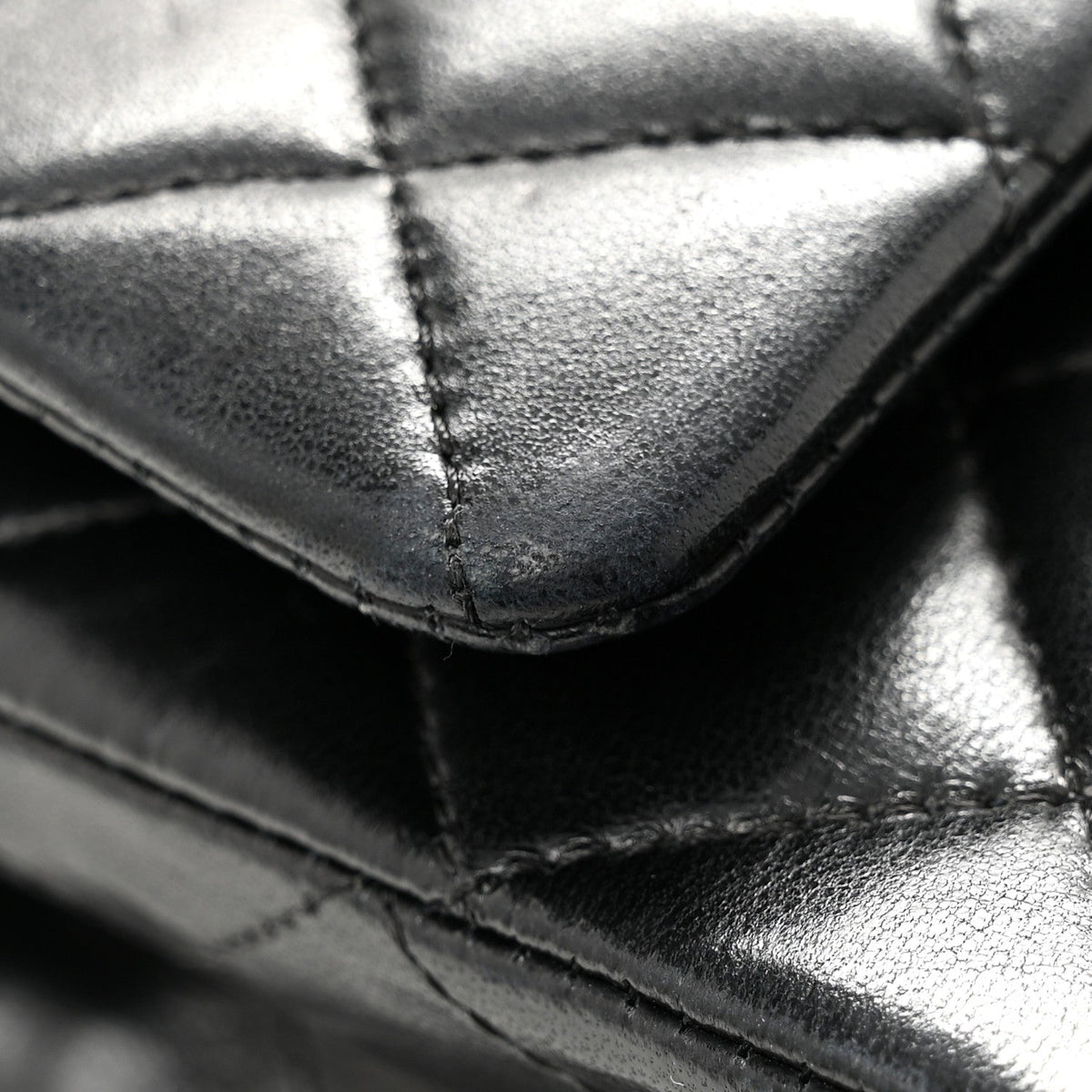 Lambskin Quilted Medium Double Flap Black At My store