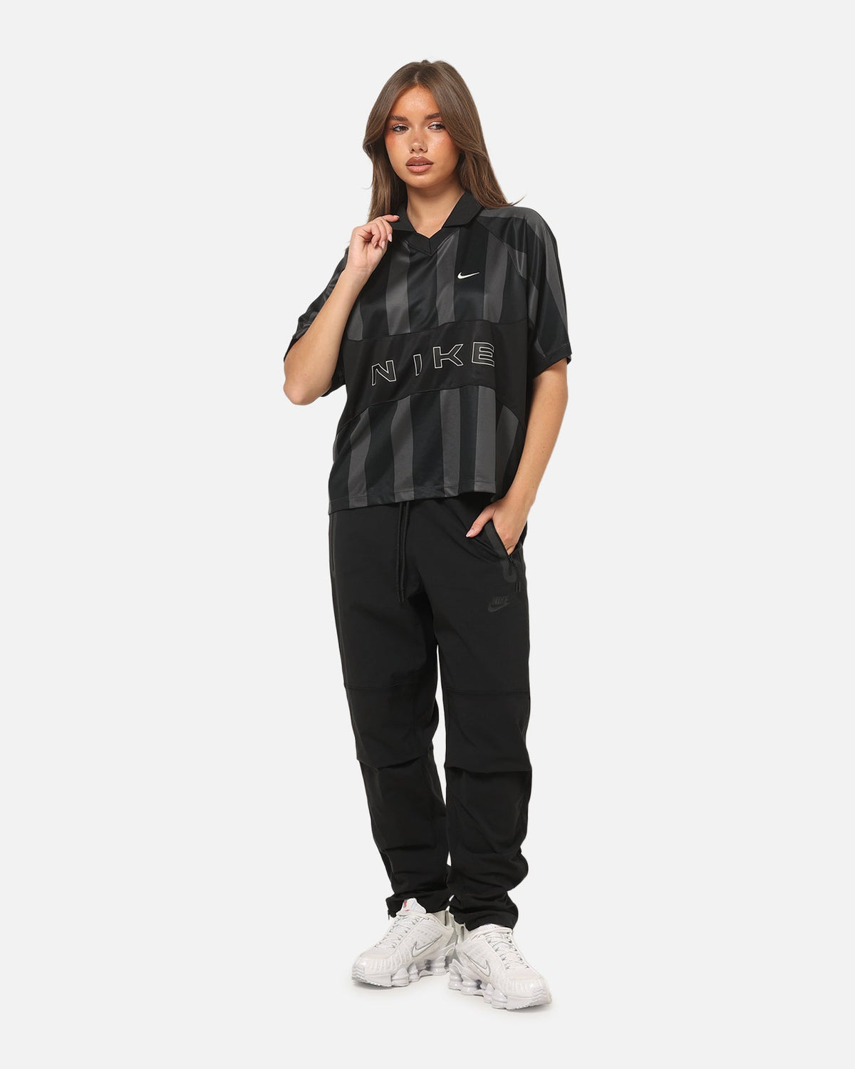 Top Seller Nike Women's Sportswear Street Oversized Striped Jersey Black/Black