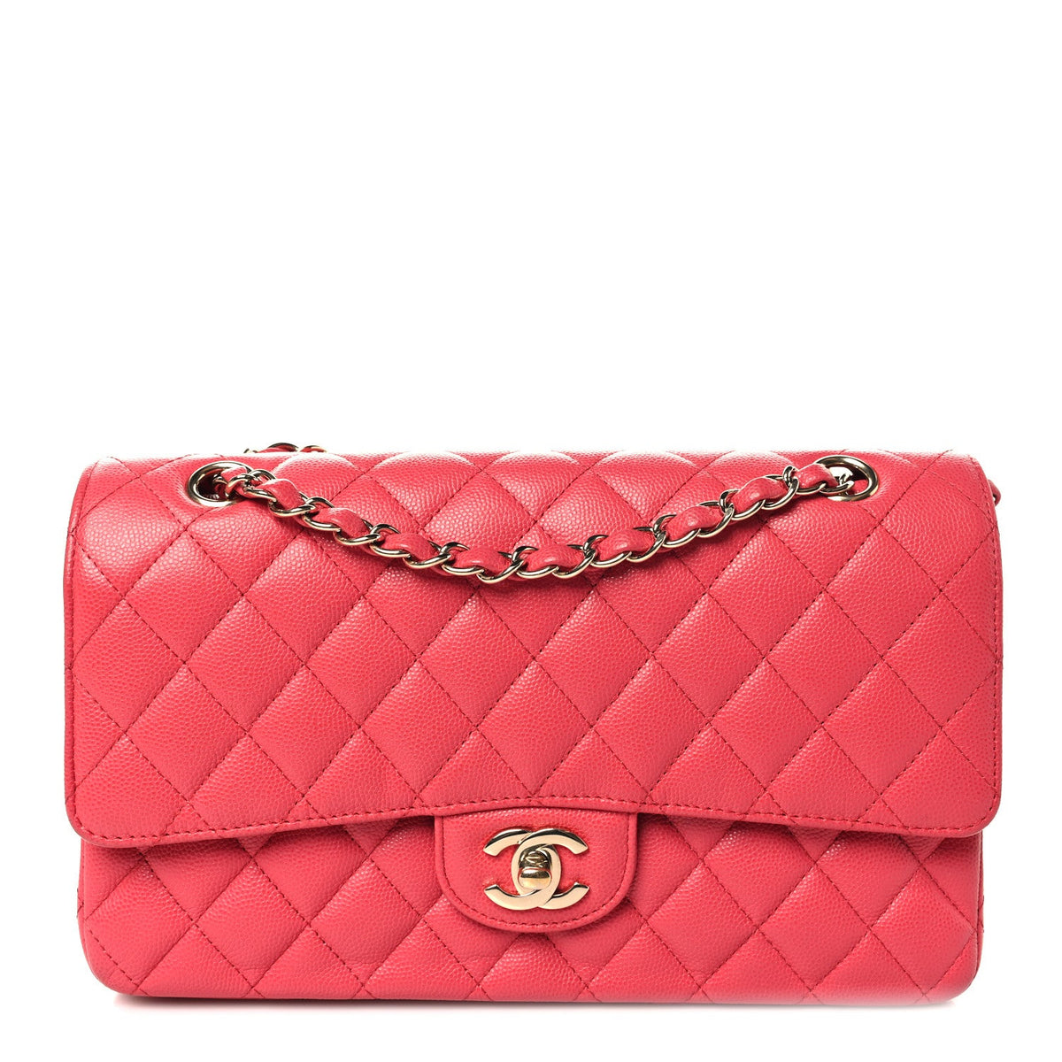 Caviar Quilted Medium Double Flap Red At My store