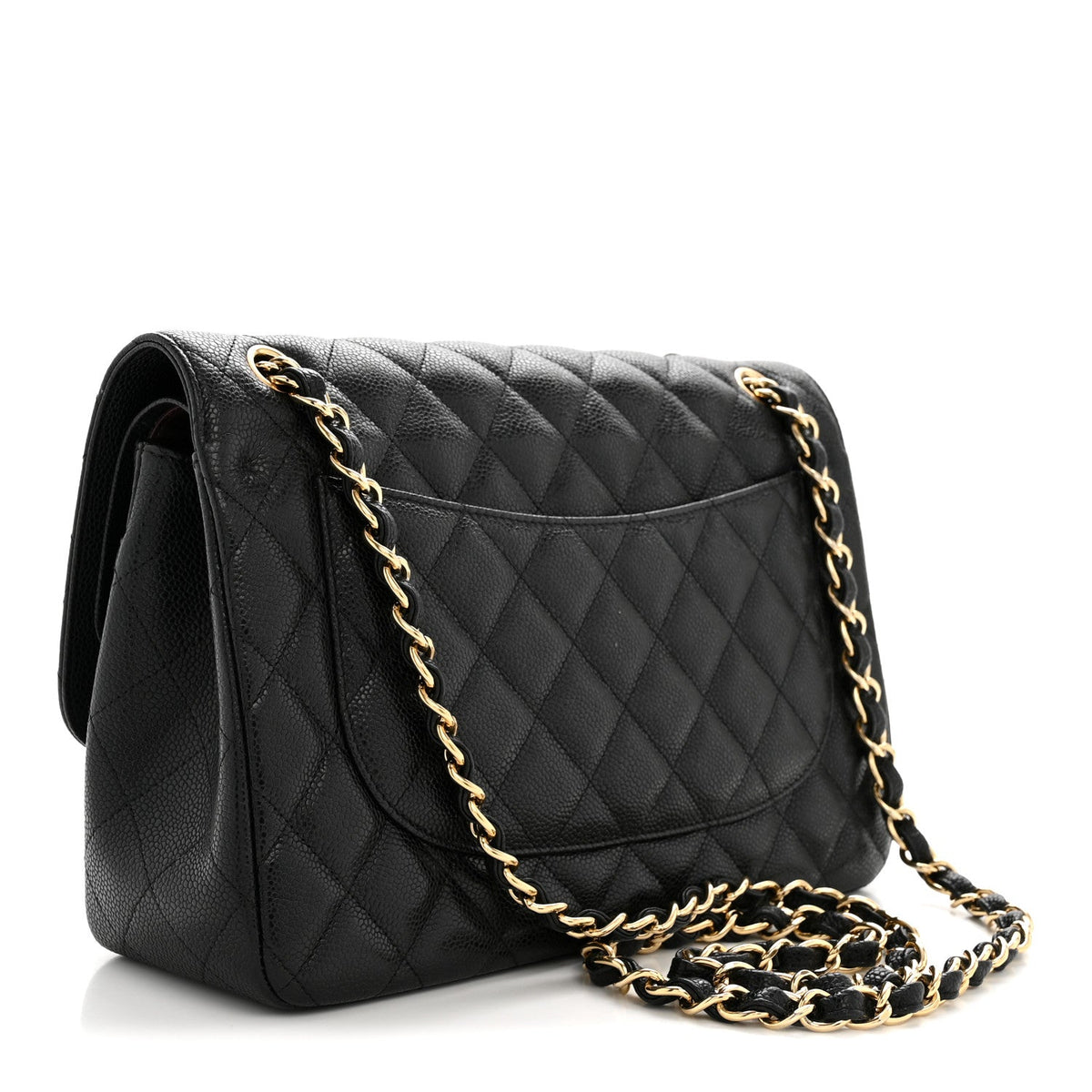 Caviar Quilted Jumbo Double Flap Black At My store