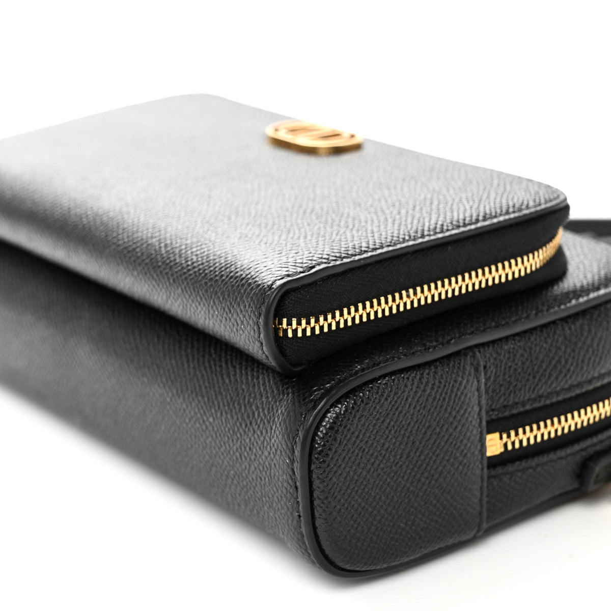 Grained Calfskin Caro Double Pouch Black AT My store