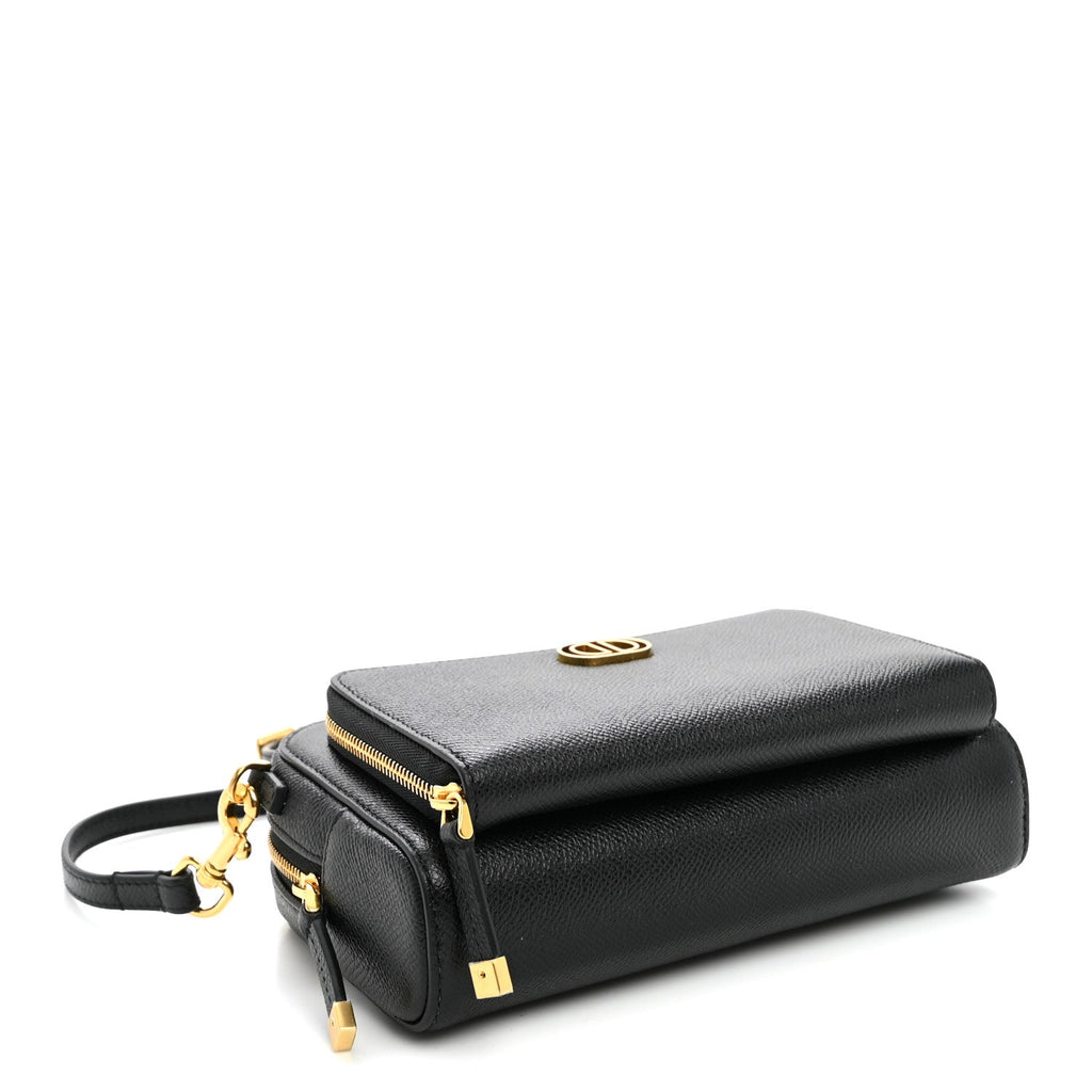 Grained Calfskin Caro Double Pouch Black AT My store