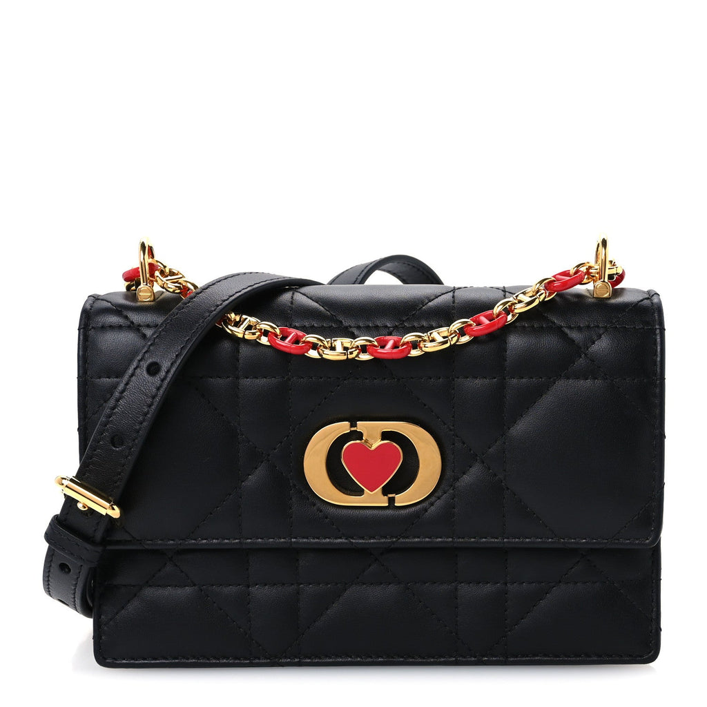 Lambskin Enamel Macrocannage Dioramour Mini Miss Caro Bag Black Red AT My store