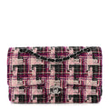 Tweed Quilted Medium Double Flap Pink Black At My store