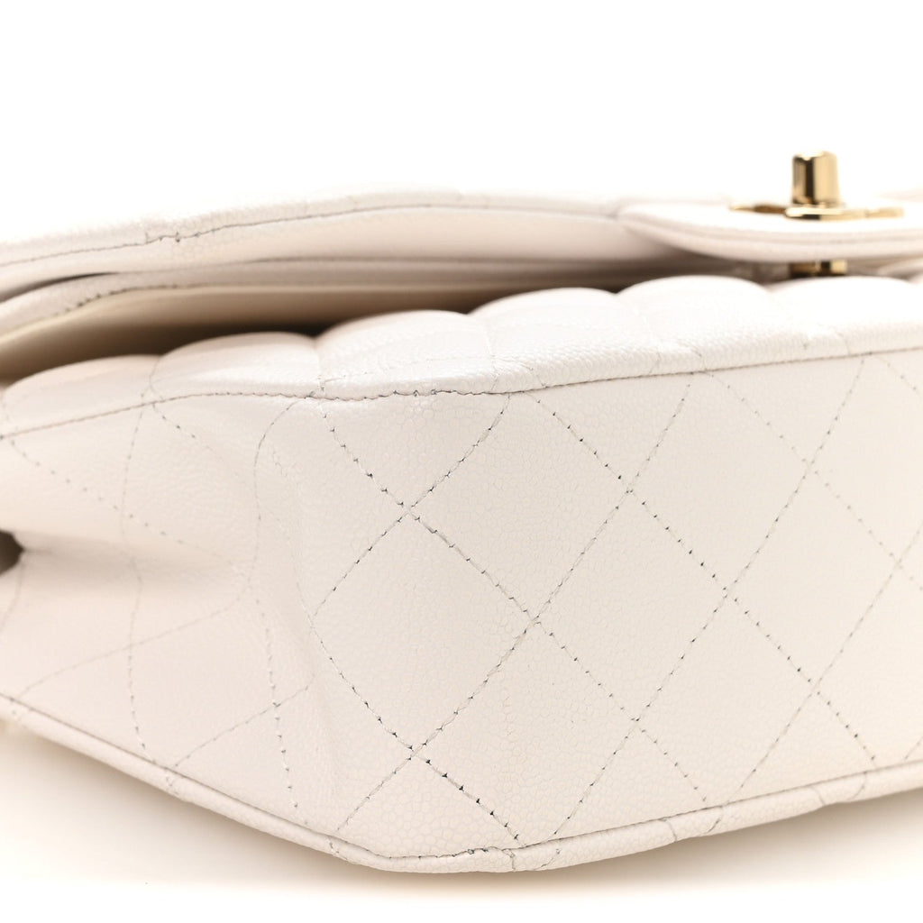 Caviar Quilted Medium Double Flap White At My store
