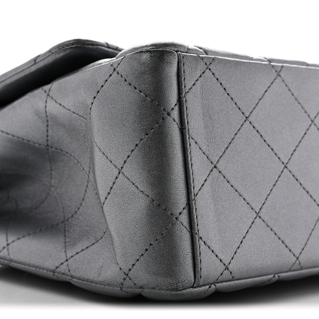 Metallic Lambskin Quilted Maxi Double Flap Pewter At My store