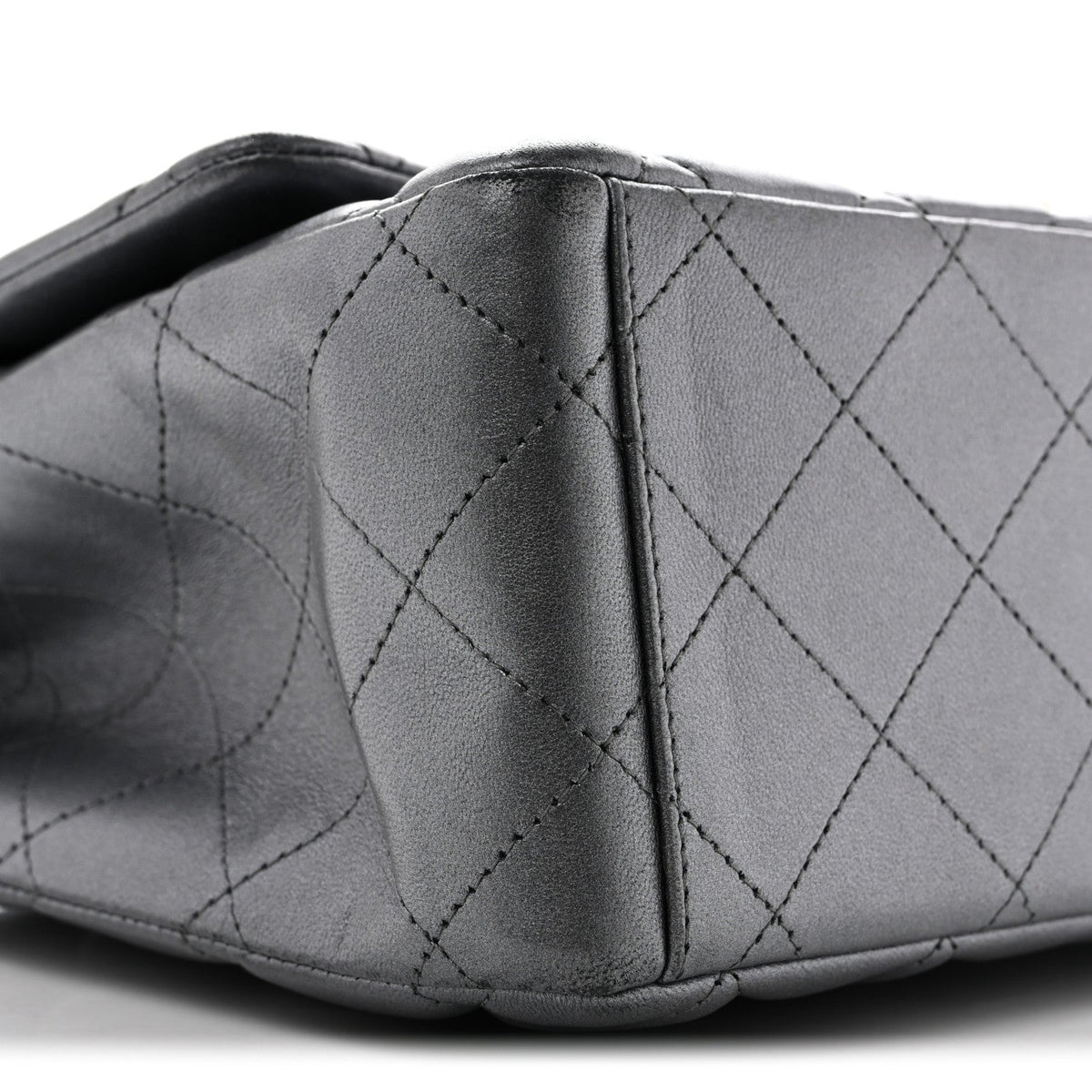 Metallic Lambskin Quilted Maxi Double Flap Pewter At My store