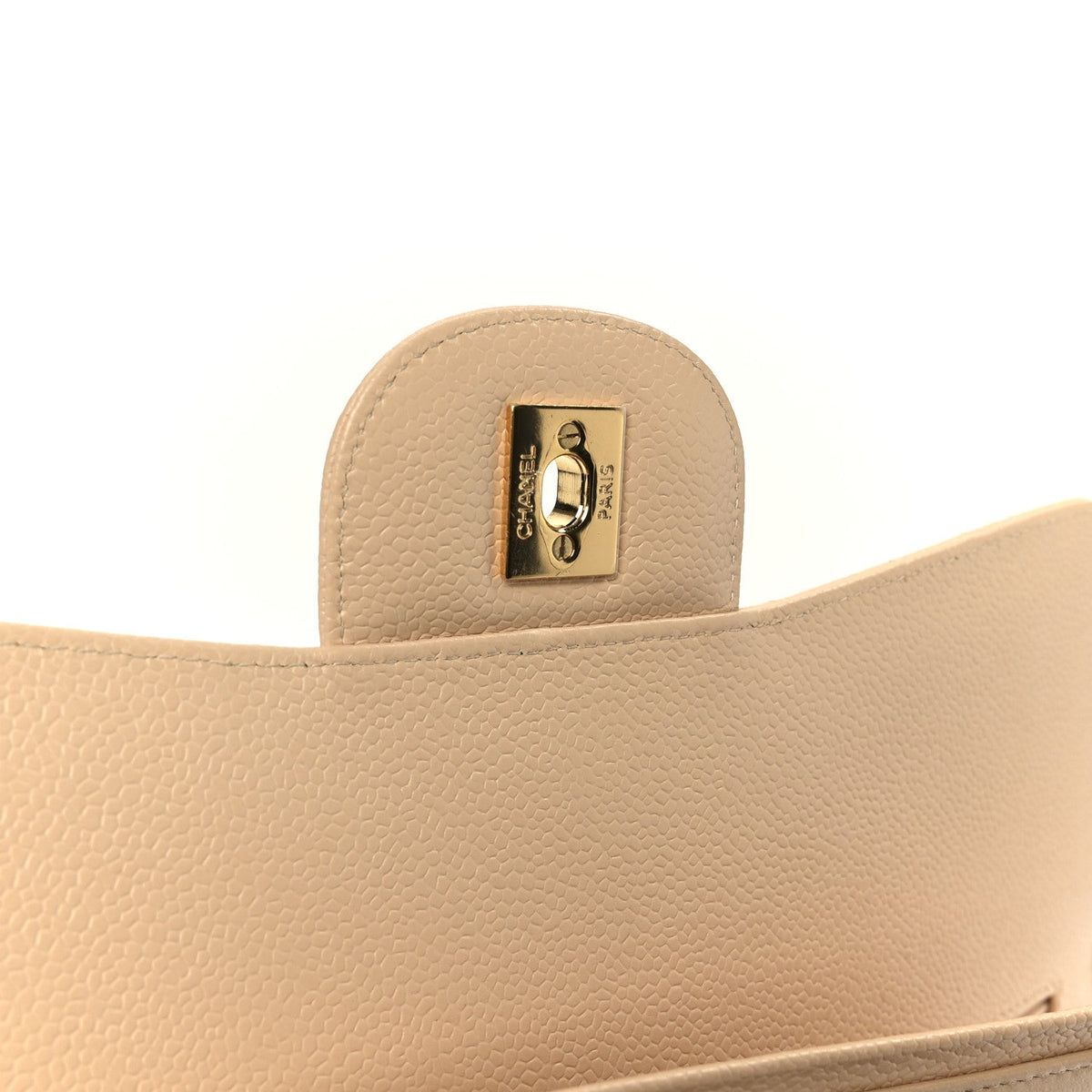 Caviar Quilted Jumbo Double Flap Beige At My store