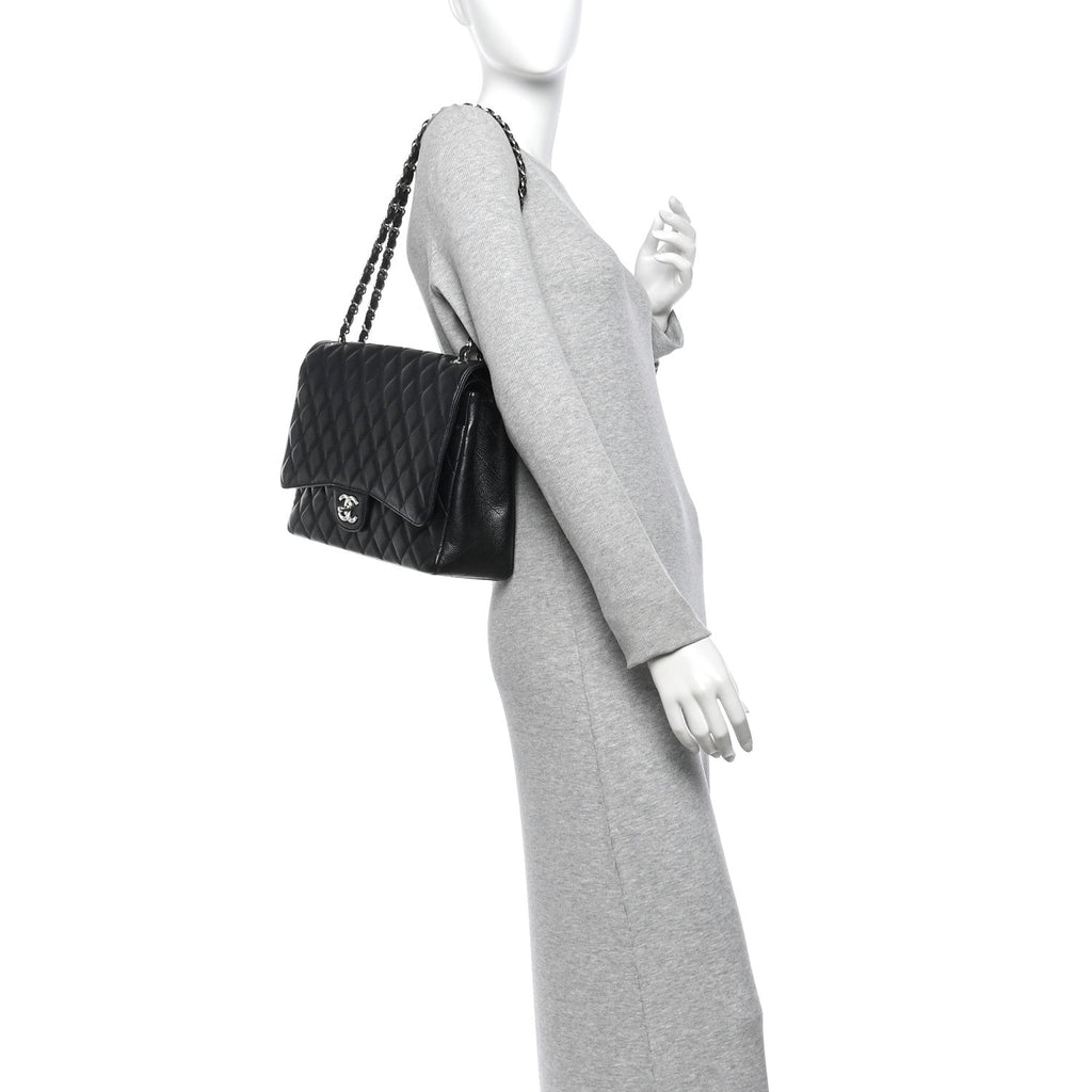Caviar Quilted Maxi Double Flap Black At My store