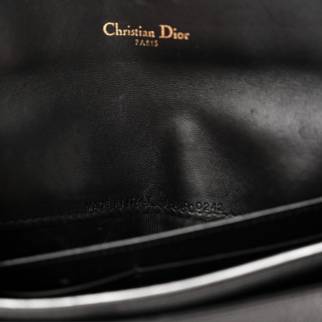 Grained Calfskin Saddle Chain Wallet Pouch Black AT My store