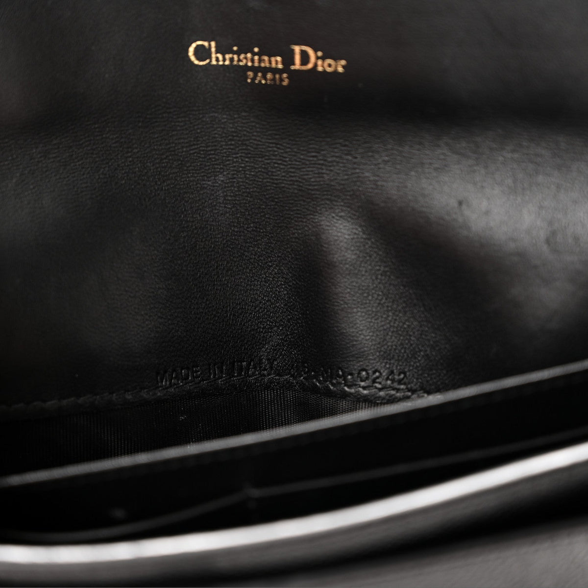 Grained Calfskin Saddle Chain Wallet Pouch Black AT My store