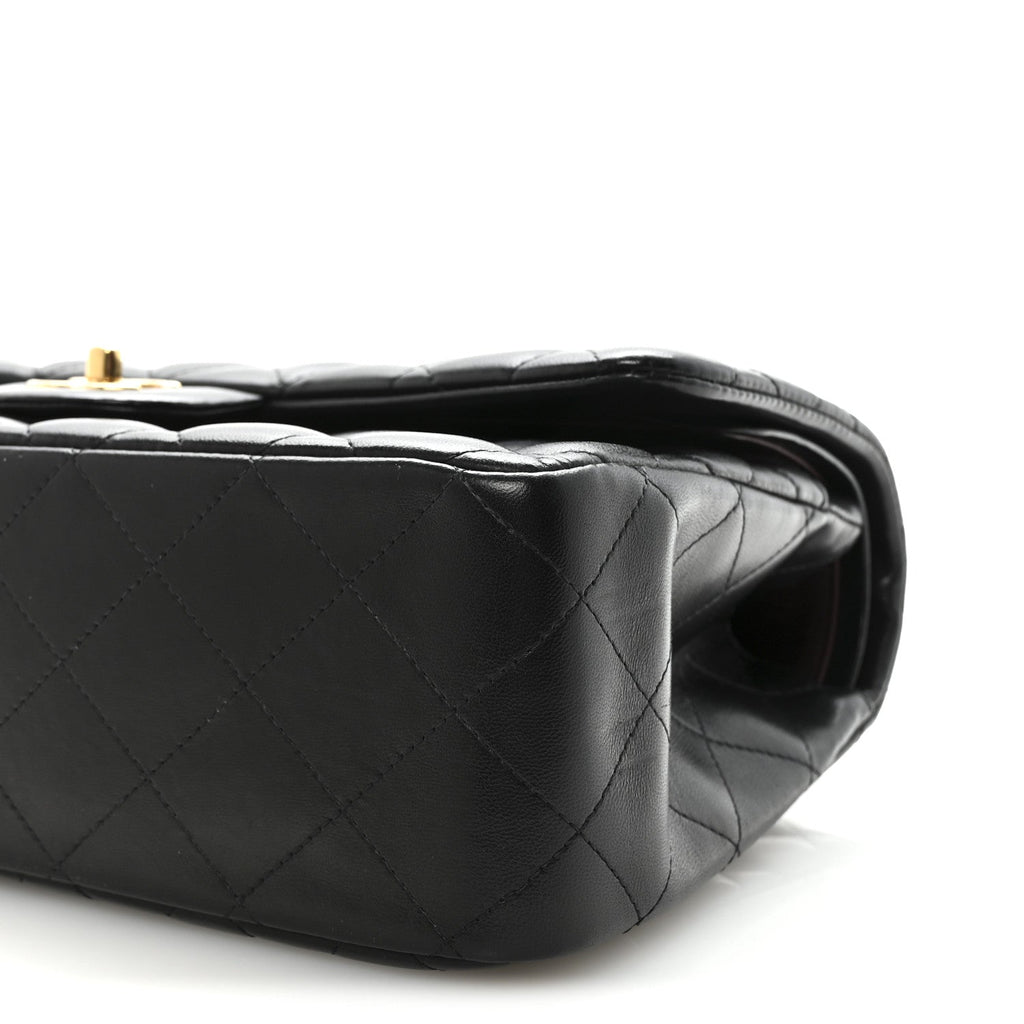 Lambskin Quilted Jumbo Double Flap  Black At My store