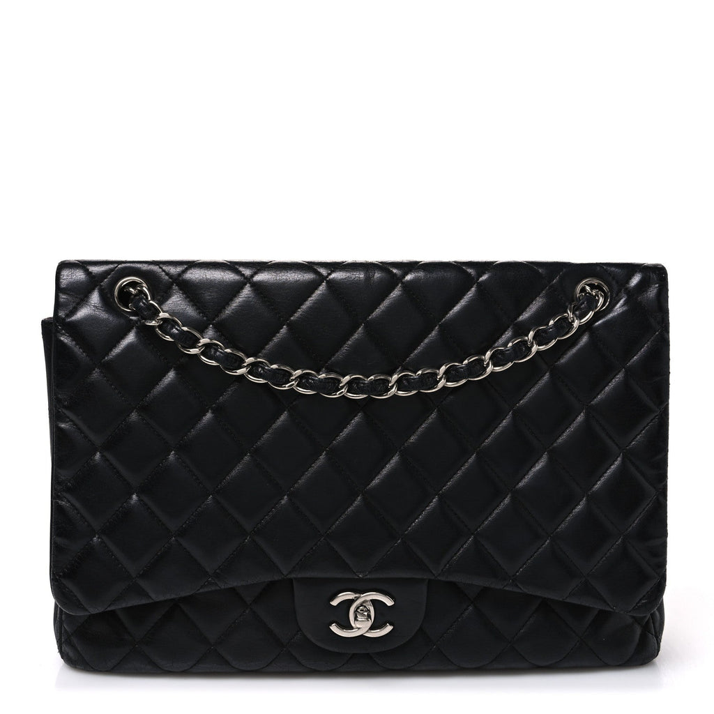 Lambskin Quilted Maxi Double Flap Black At My store