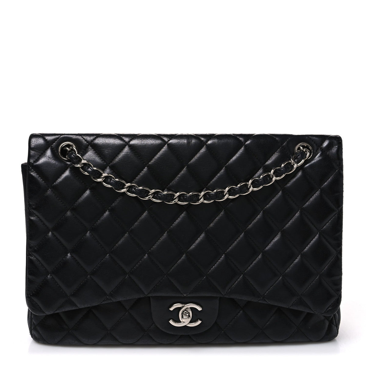 Lambskin Quilted Maxi Double Flap Black At My store