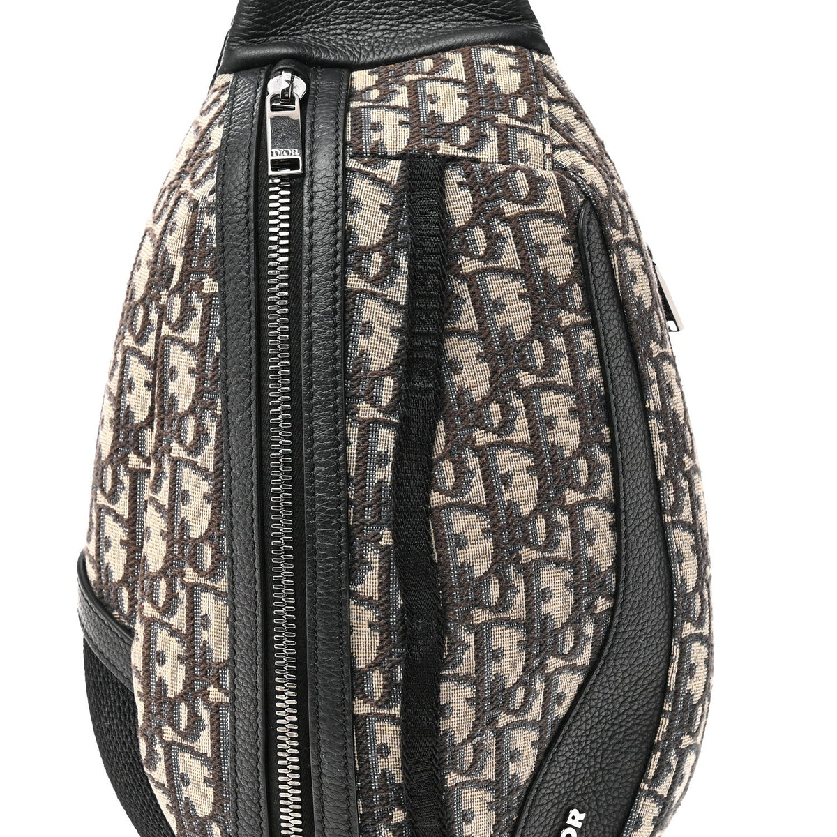 Grained Calfskin Oblique Scarab Sling Bag Blue Black AT My store