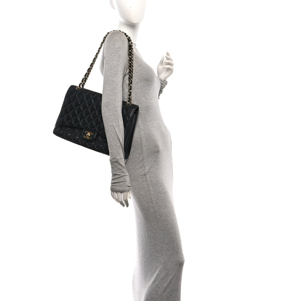 Caviar Quilted Maxi Double Flap Black At My store