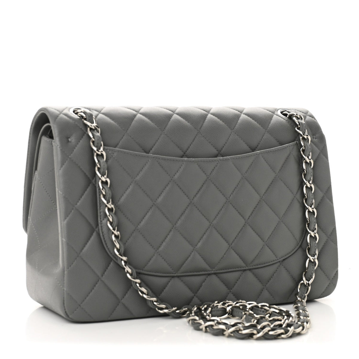 Caviar Quilted Jumbo Double Flap Grey At My store