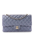 Iridescent Lambskin Quilted Medium Double Flap Light Purple At My store