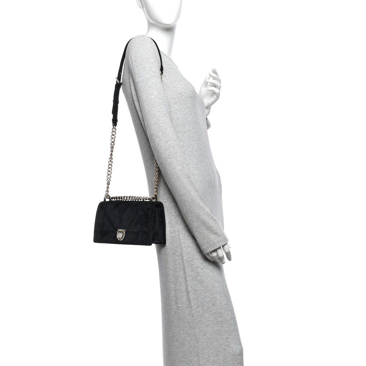 Velvet Small Diorama Flap Bag Black AT My store
