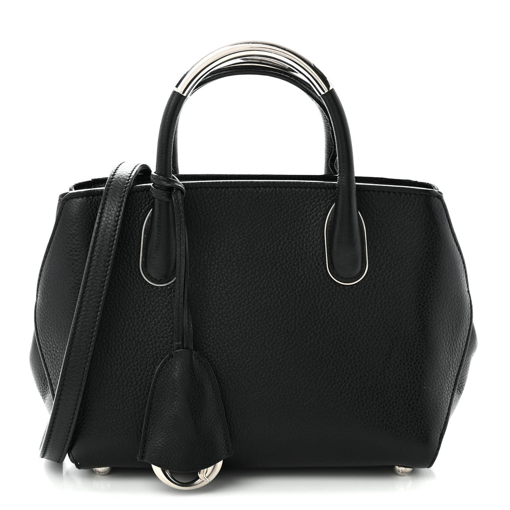 Grained Calfskin Small Open Bar Tote Black AT My store