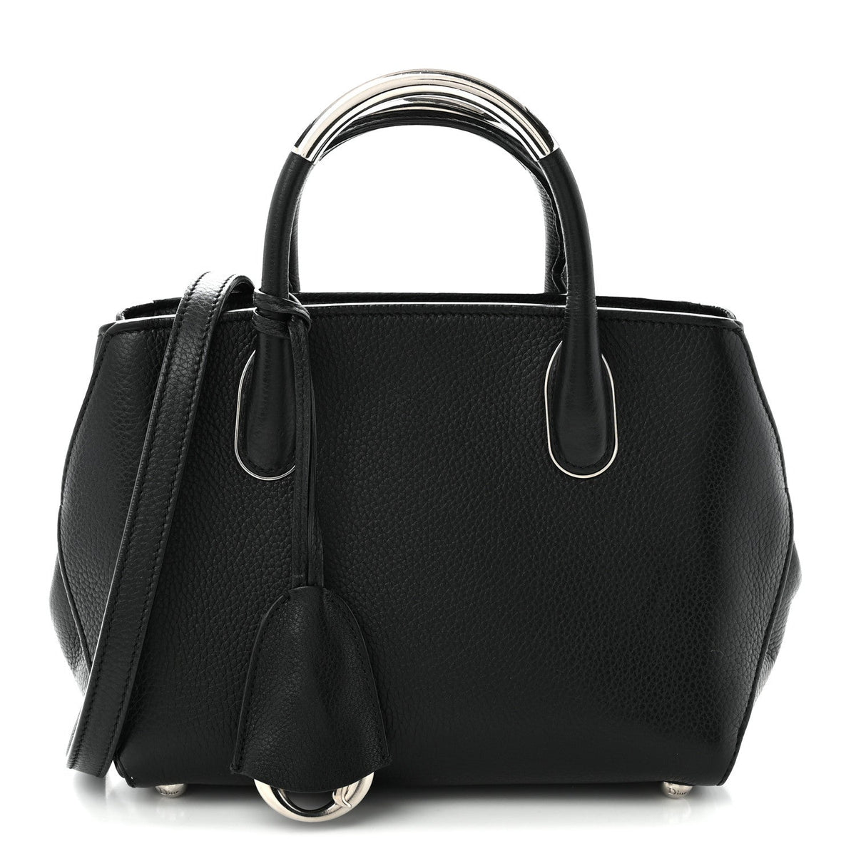 Grained Calfskin Small Open Bar Tote Black AT My store