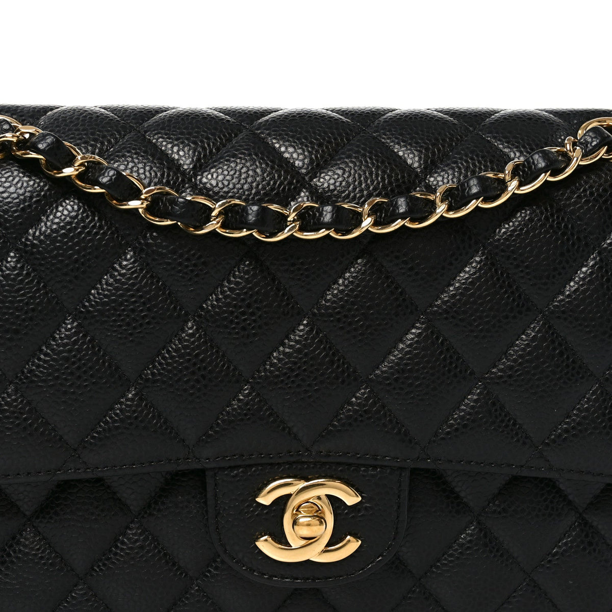 Caviar Quilted Medium Double Flap Black At My store