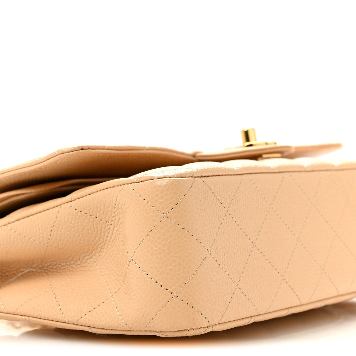 Caviar Quilted Medium Double Flap Beige At My store