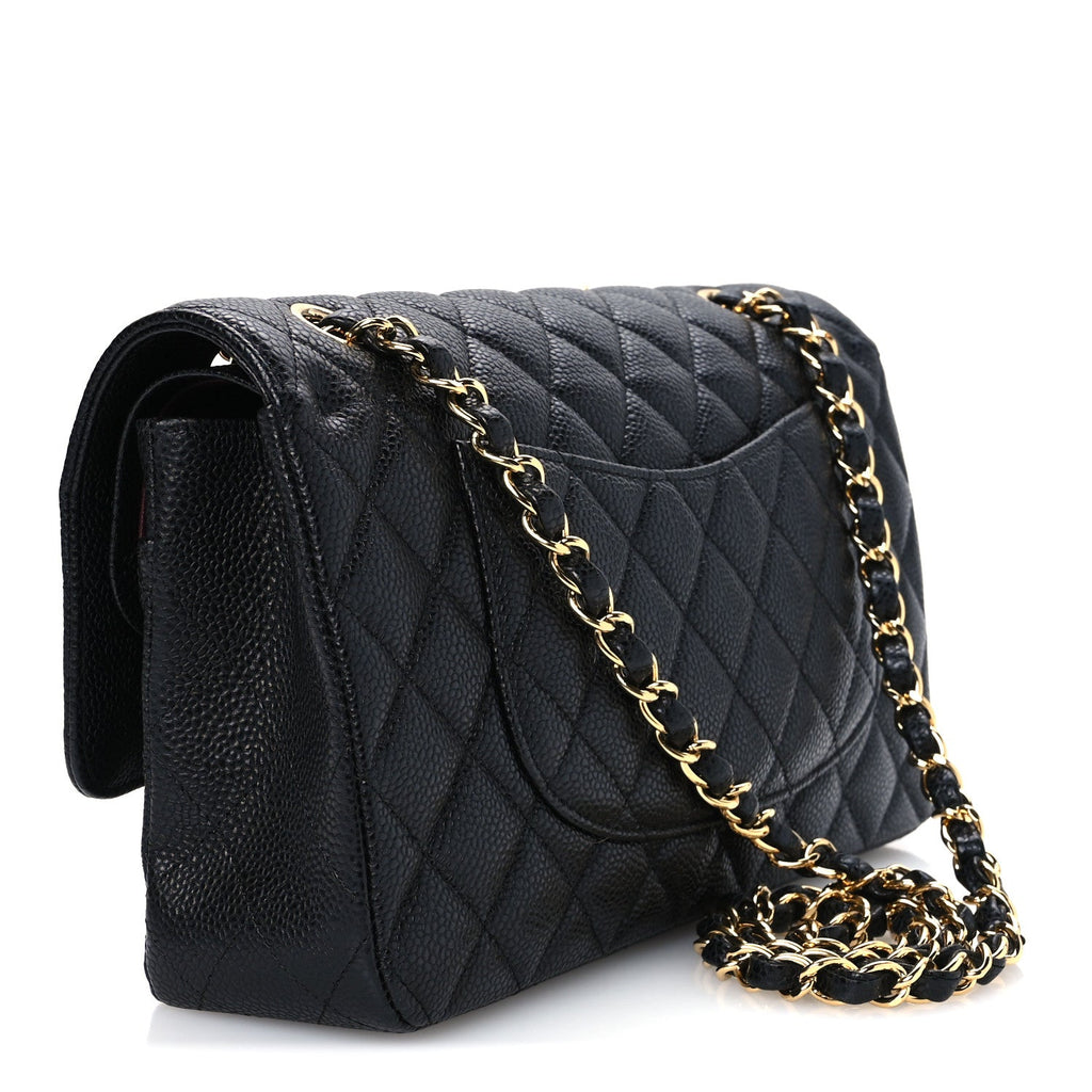 Caviar Quilted Medium Double Flap Black At My store