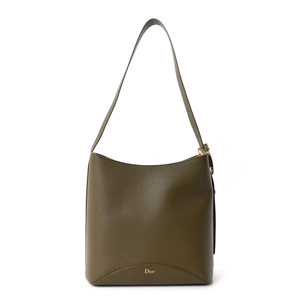 Grained Calfskin Medium Medaillon Bucket Bag Khaki AT My store