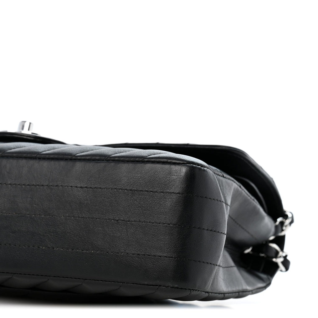 Lambskin Chevron Quilted Medium Double Flap Black At My store