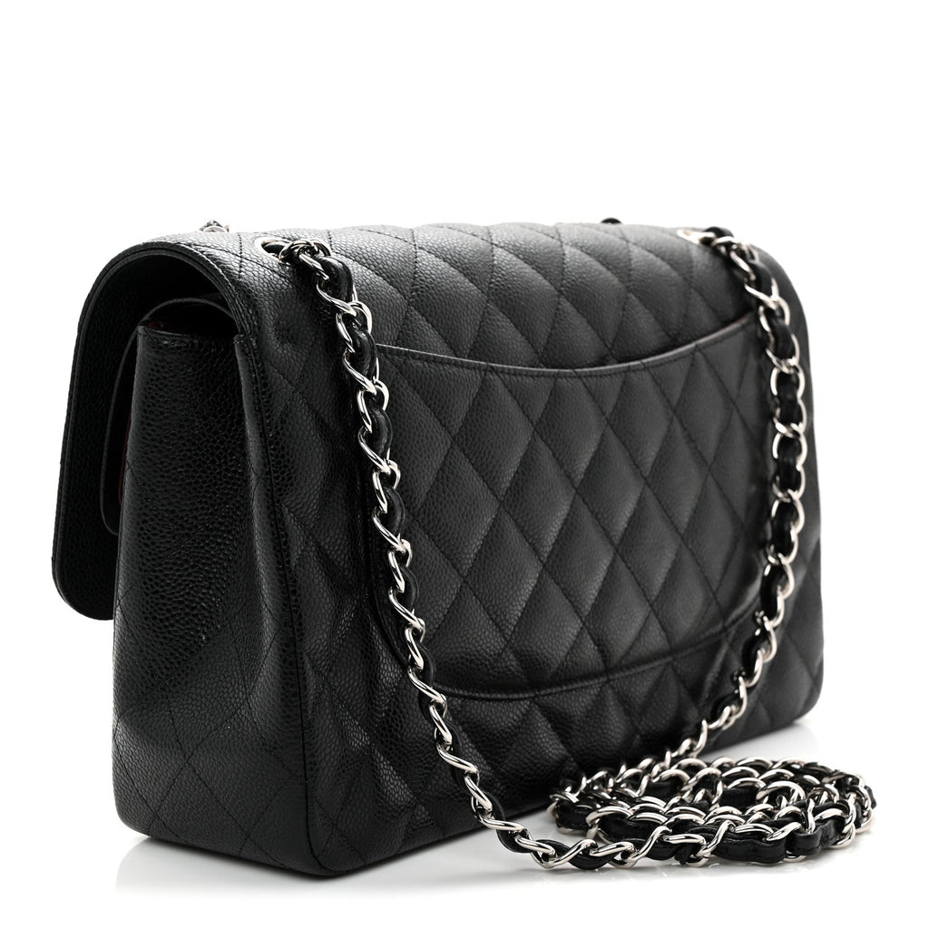 Caviar Quilted Jumbo Double Flap Black At My store
