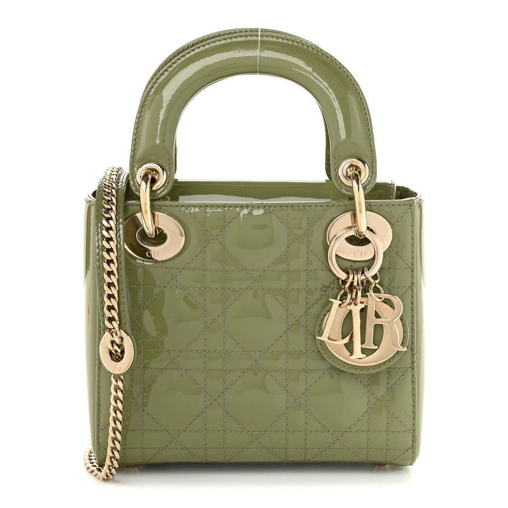 Patent Cannage Mini Lady Dior Dusty Green AT My store