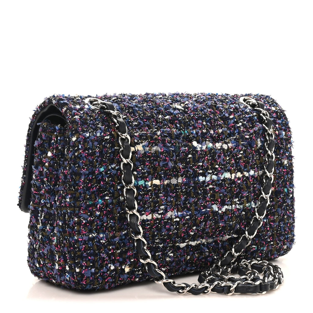 Tweed Quilted Medium Double Flap Blue Purple Khaki Pink At My store