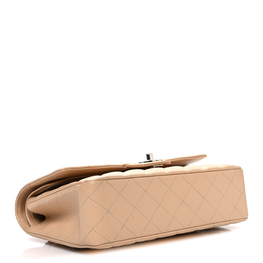 Caviar Quilted Medium Double Flap Beige At My store