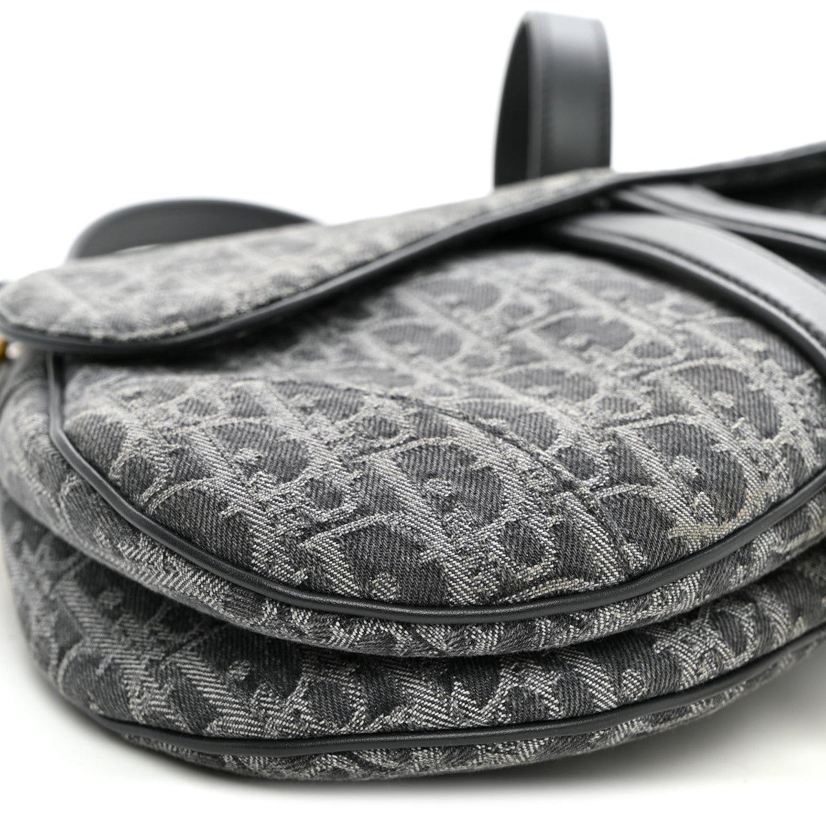 Denim Oblique Jacquard Saddle Bag With Strap Grey AT My store