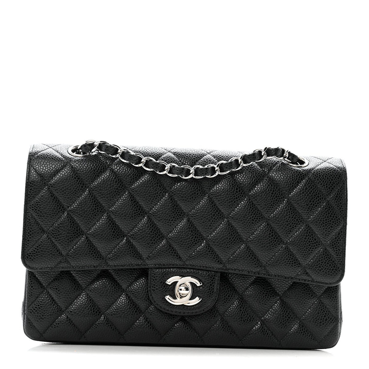 Caviar Quilted Medium Double Flap Black At My store