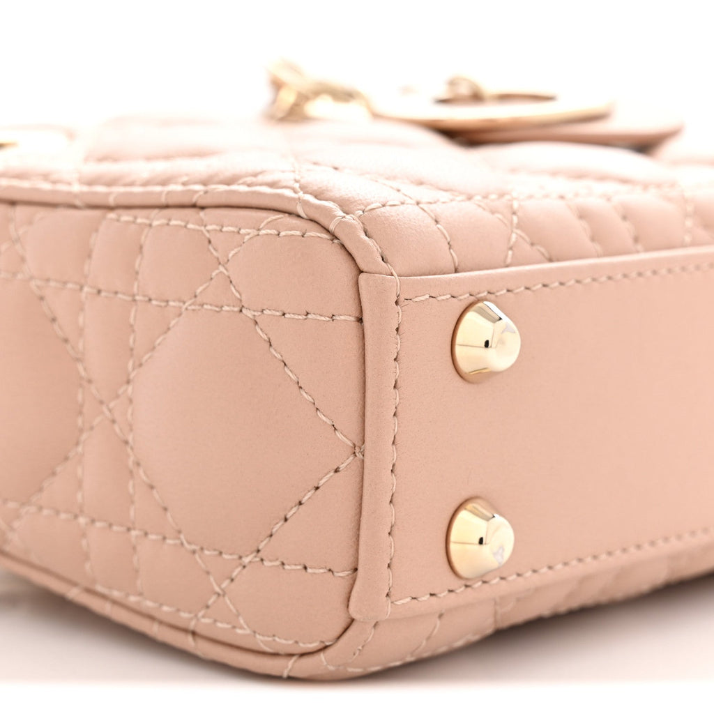 Lambskin Cannage Micro Lady Dior Rose Des Vents AT My store