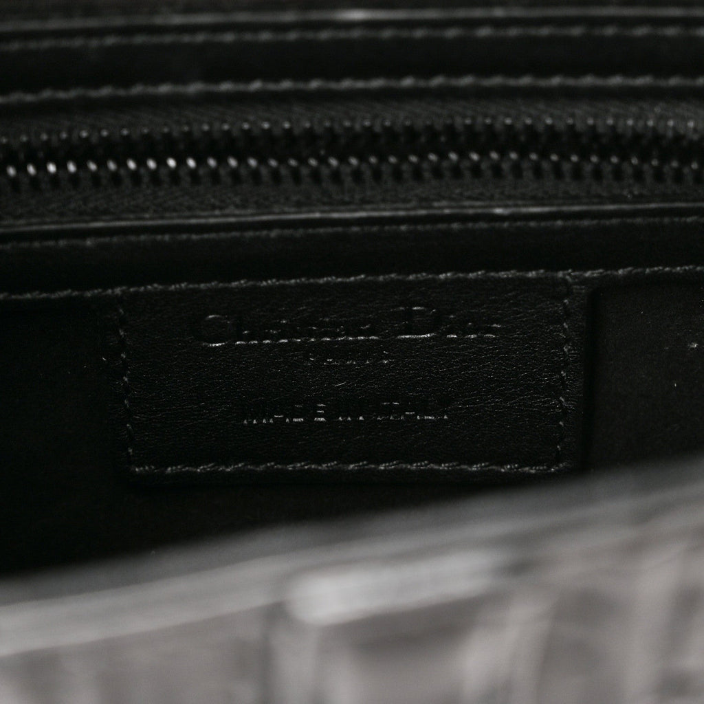Calfskin Embossed Oblique Saddle Bag With Strap Black AT My store