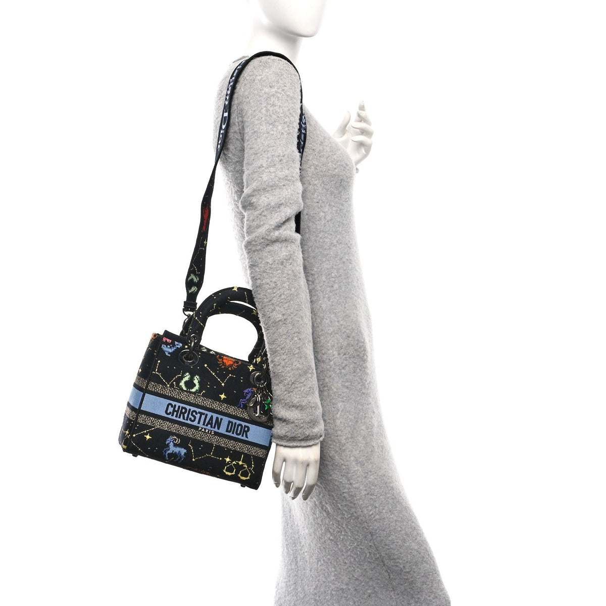 Canvas Pixel Zodiac Embroidered Medium Lady D-Lite Nero Multicolor AT My store