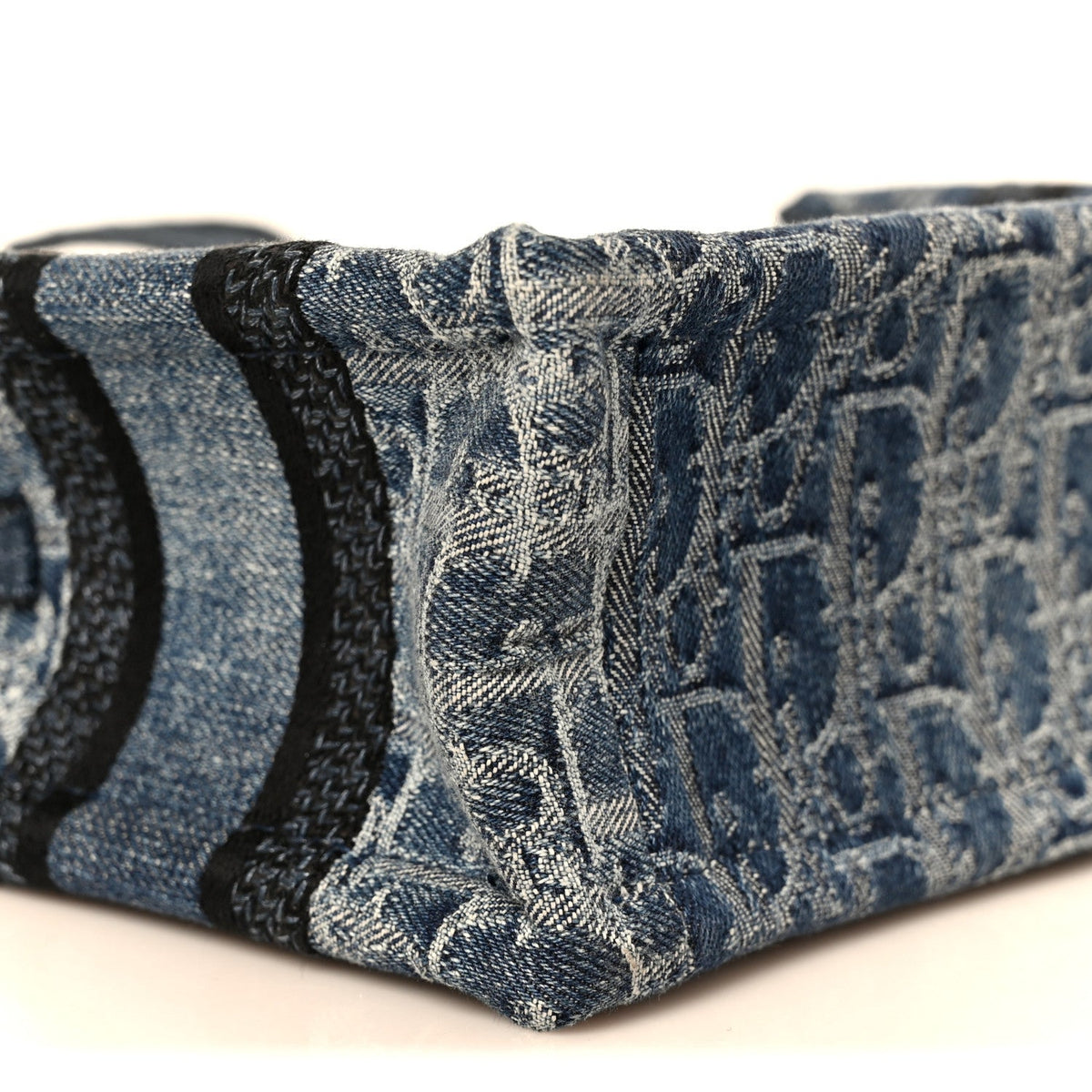 Denim Oblique Mini Book Tote With Strap Blue AT My store