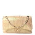 Metallic Snakeskin Jumbo Double Flap Light Beige At My store