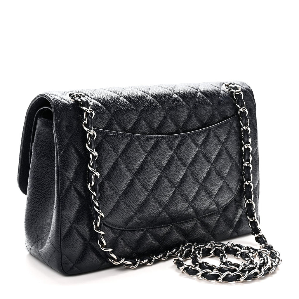 Caviar Quilted Jumbo Double Flap Navy Blue Navy Blue At My store