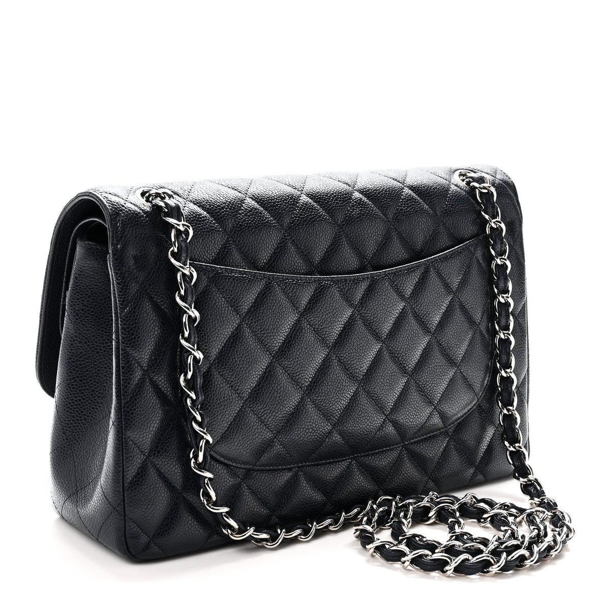 Caviar Quilted Jumbo Double Flap Navy Blue Navy Blue At My store