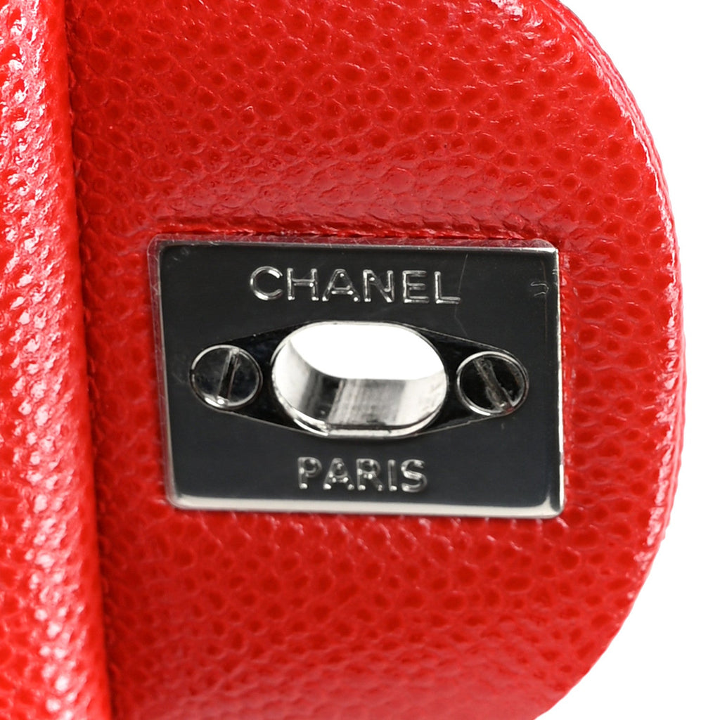 Caviar Quilted Medium Double Flap Red At My store