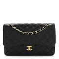Caviar Quilted Jumbo Double Flap Black At My store